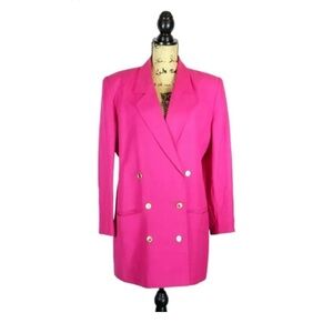 Dana Buchman Vintage Linen Blazer Hot Pink Size 8